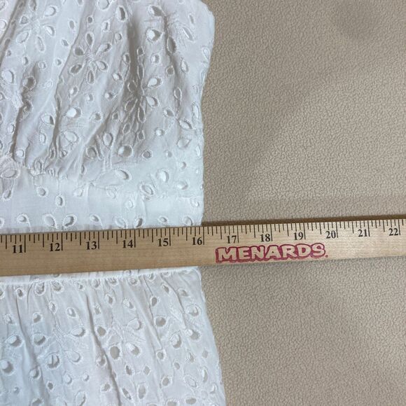 Abercrombie & Fitch Maxi Dress Large Tall White Eyelet Babydoll Tiered Ruffle - Picture 9 of 13